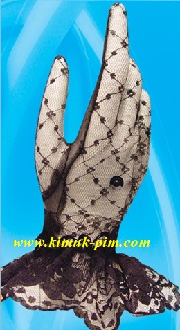 ถุงมือลูกไม้สีดำสำหรับเด็ก(แบบสั้น)