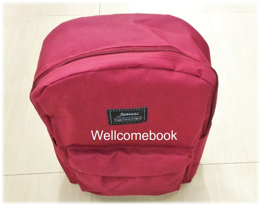 Jamsai Happy Merry Backpack กระเป๋าเป้สีแดงเชอร์รี่เข้ม