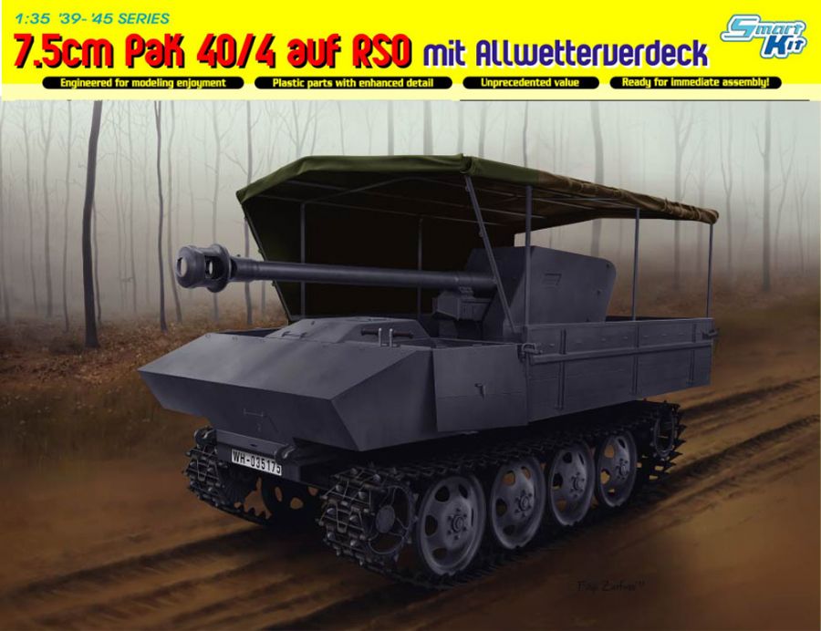 DRA6679 7.5cm PAK 40/4 AUF RSO MIT COVER 1/35 SCALE