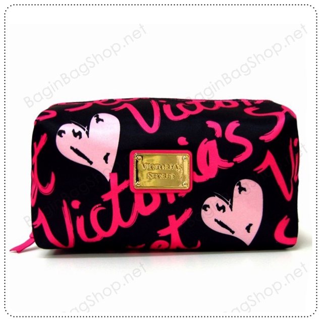 ❤️ VS Signature Print Hot Pink with Black Cosmetic Pouch