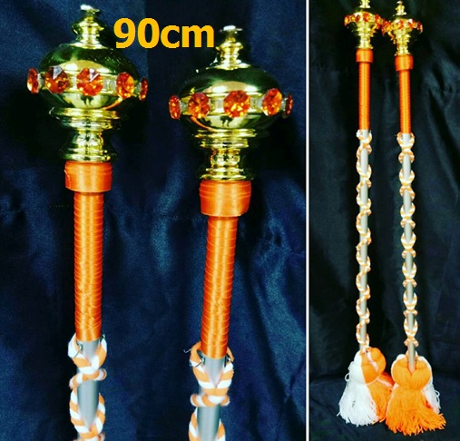 ไม้ดรัมเมเยอร์หัวทองติดพลอย(สีส้ม)สูง90cm สำหรับเด็กอนุบาล