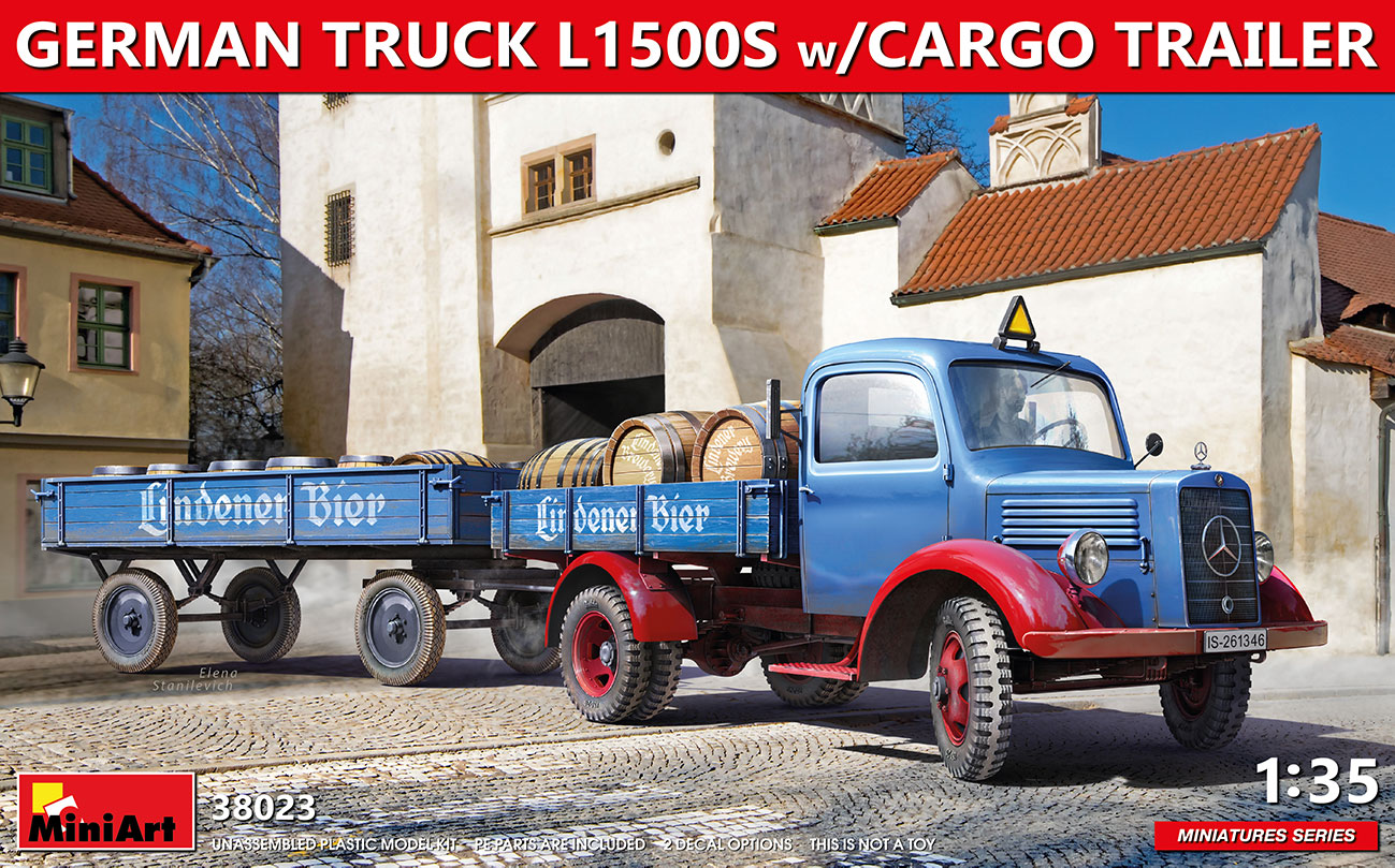 MI38023 GERMAN TRUCK L1500S w/CARGO TRAILER 1/35