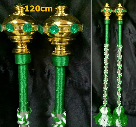 ไม้ดรัมเมเยอร์หัวทองติดพลอย(สีเขียว)สูง120cm สำหรับเด็กอนุบาล