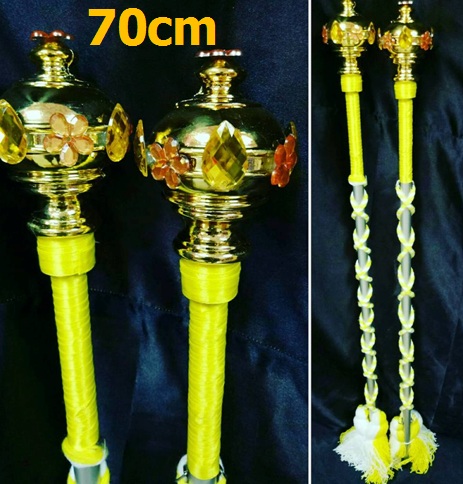 ไม้ดรัมเมเยอร์หัวทองติดพลอย(สีเหลือง)สูง70cm สำหรับเด็กอนุบาล