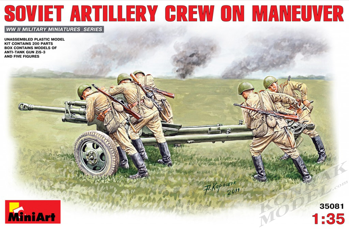 MI35081 SOVIET ARTILLERY CREW ON MANEUVER 1/35