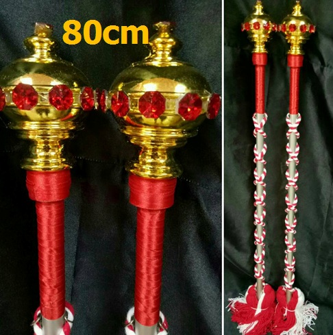 ไม้ดรัมเมเยอร์หัวทองติดพลอย(สีแดง)สูง80cm สำหรับเด็กอนุบาล