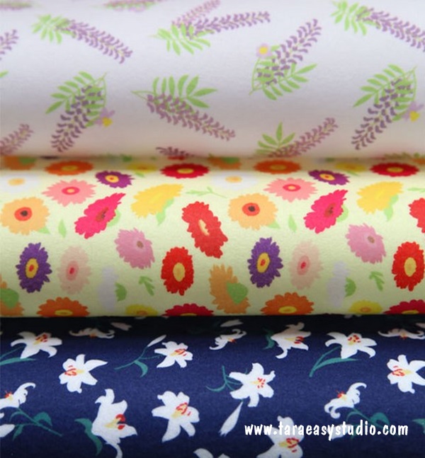 Felt : ลายดอกไม้ฤดูใบไม้ผลิมี 3 ลาย ลิลลี่ ดอกไม้ป่า panchtata ขนาด 45x30 cm/ชิ้น (พร้อมส่ง)