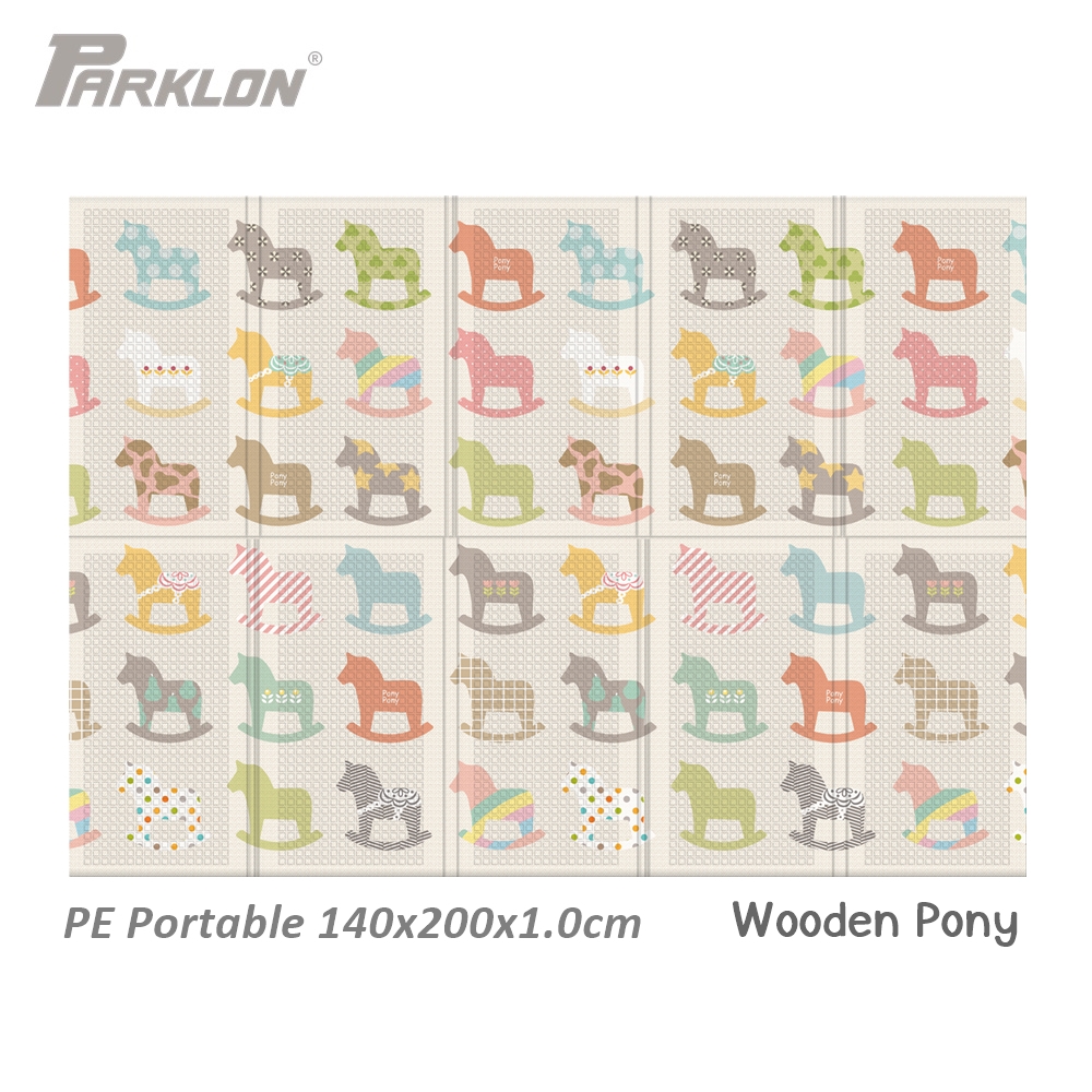 แผ่นรองคลาน Parklon แบบพับได้ PE Folding Mat ลาย Wooden Pony ขนาด 140*200 หนา 1.0cm