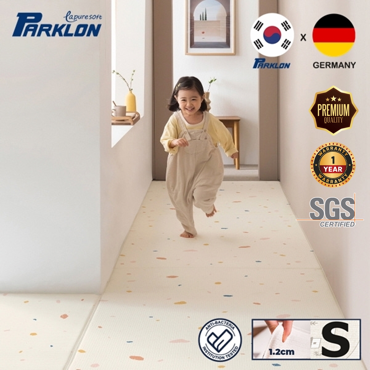 New! แผ่นรองคลาน PARKLON รุ่น La Pure Soft Mat ขนาด 100x140x1.2cm ลาย Jelly Terrazzo