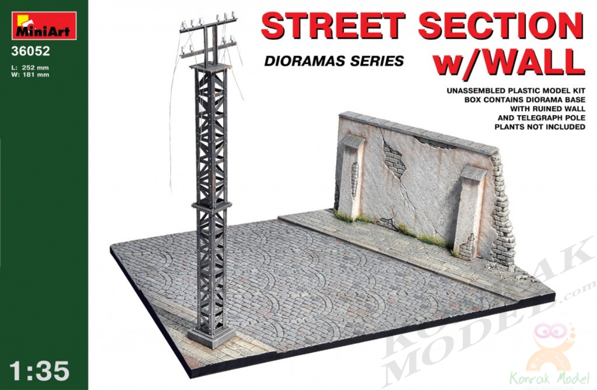 MI36052 STREET SECTION w/WALL 1/35