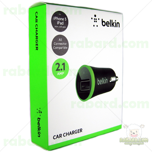 หัวชาร์จในรถ แบบยาว belkin 2.1 แอมป์ (สีดำ)