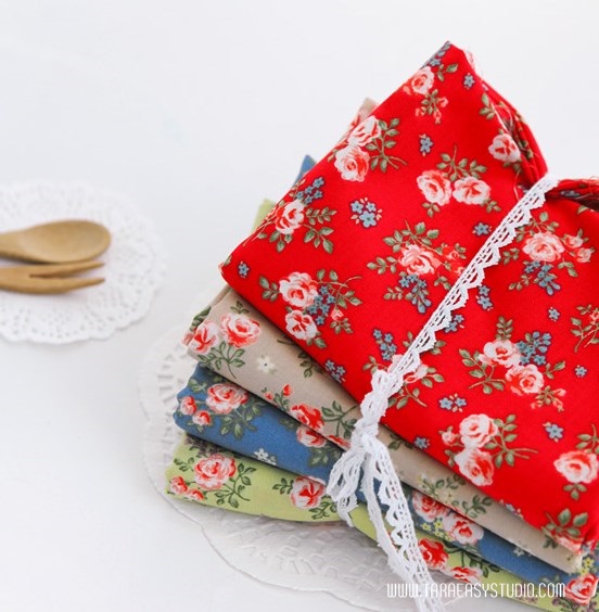 ผ้าคอตต้อนเกาหลีจัดเซต baby rose four kinds ขนาด 27.5x45cm จำนวน 4 ชิ้น