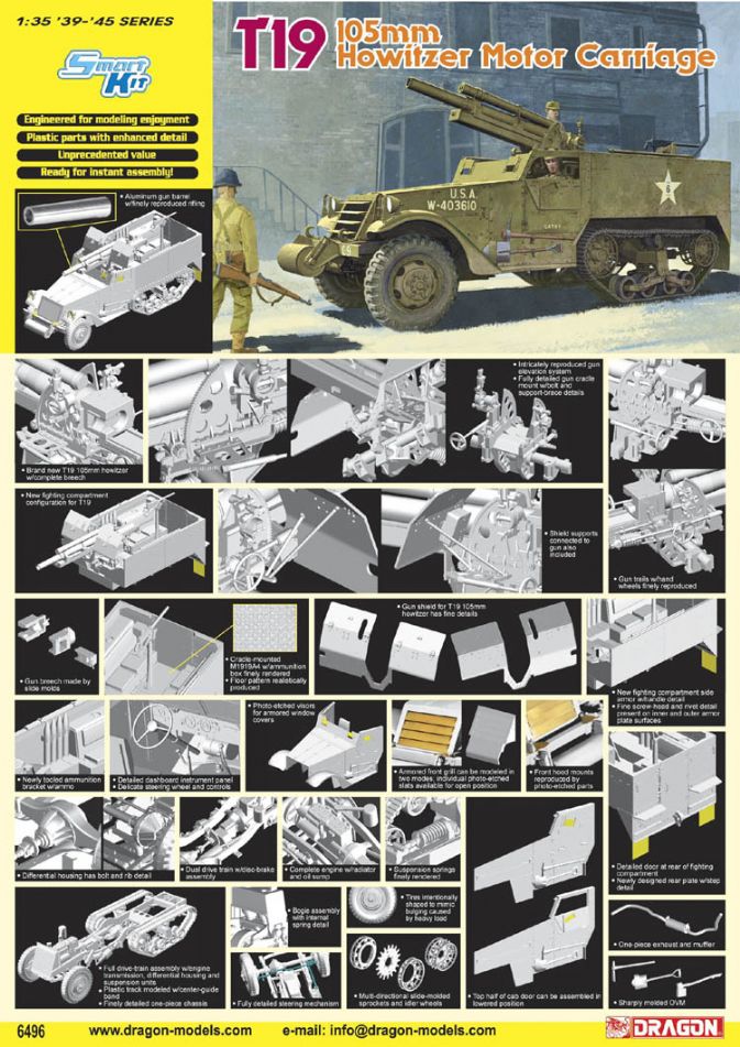 DRA6496 T19 105mm HOWITZER MOTOR CARRIAGE 1/35