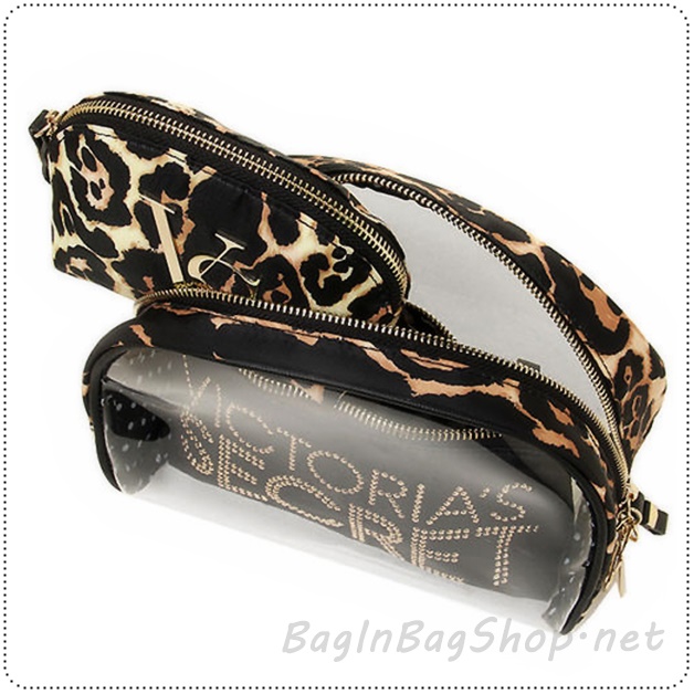 ❤️ Victoria's Secret Leopard Cosmetic Trio Bag