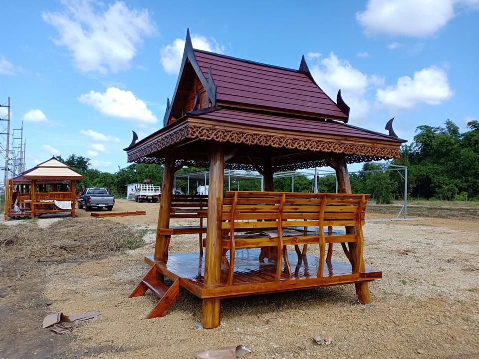 ( รหัส A7 ) ศาลา ไม้สัก สีเงา ทรงไทย อโยธยา / ขนาด 2.00 x 2.00 x 3.00 เมตร