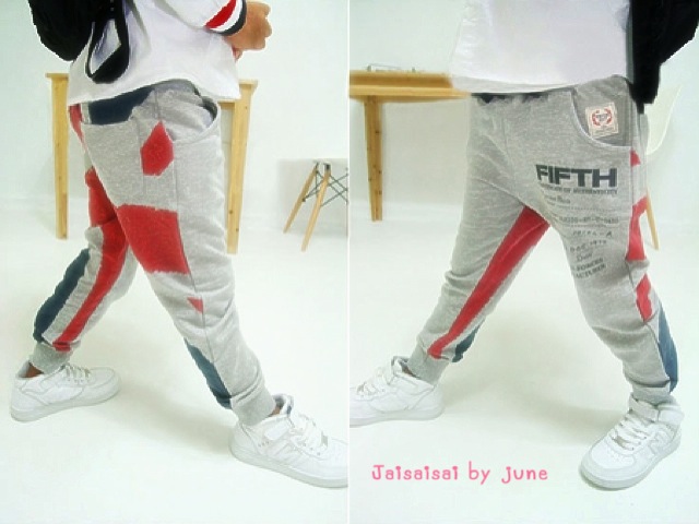 กางเกงเด็กชายสไตล์เกาหลี พิมพ์ลายธงชาติอังกฤษ เนื้อผ้าคอตตอลเกล็ดปลา