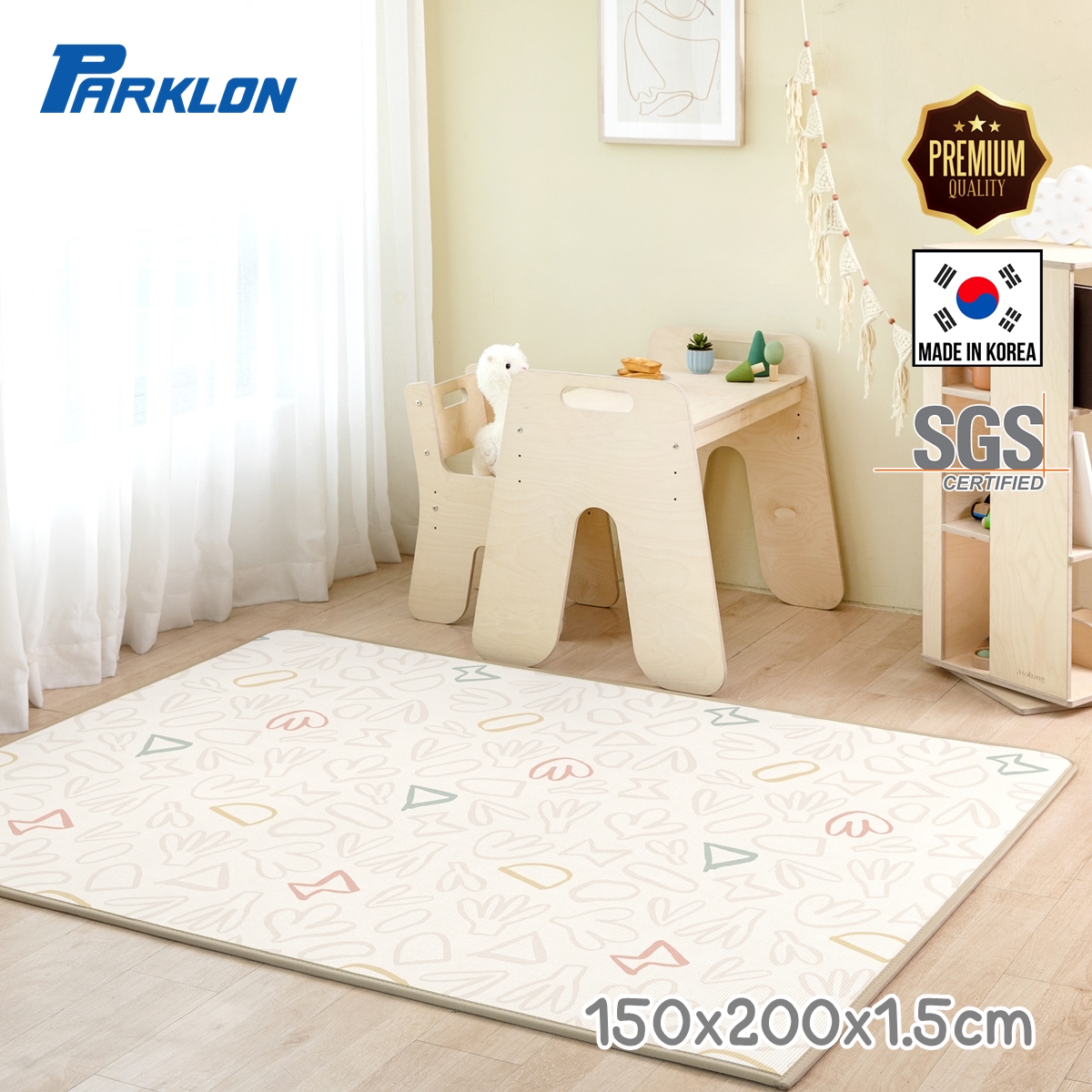 Parklon แผ่นรองคลานรุ่น PE Double Sided Prime Mat ขนาด 150x200cm หนา 1.5cm ลาย Bunny Daisy+Crayon