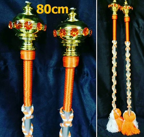 ไม้ดรัมเมเยอร์หัวทองติดพลอย(สีส้ม)สูง80cm สำหรับเด็กอนุบาล