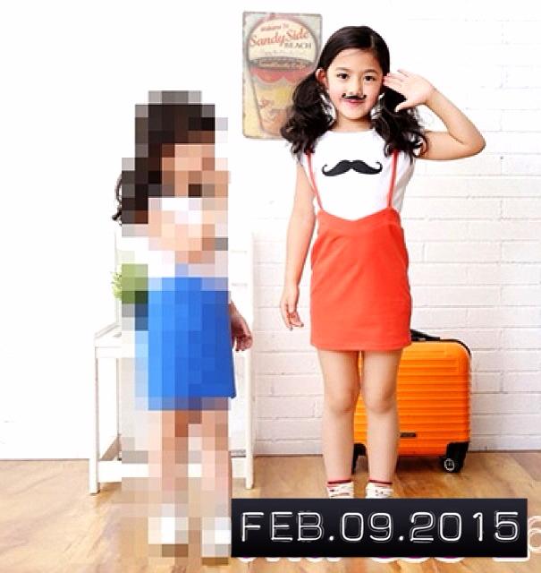 ชุดเด็กเกาหลีเสื้อยืดแขนสั้นแขนสั้น + สายรัดชุด