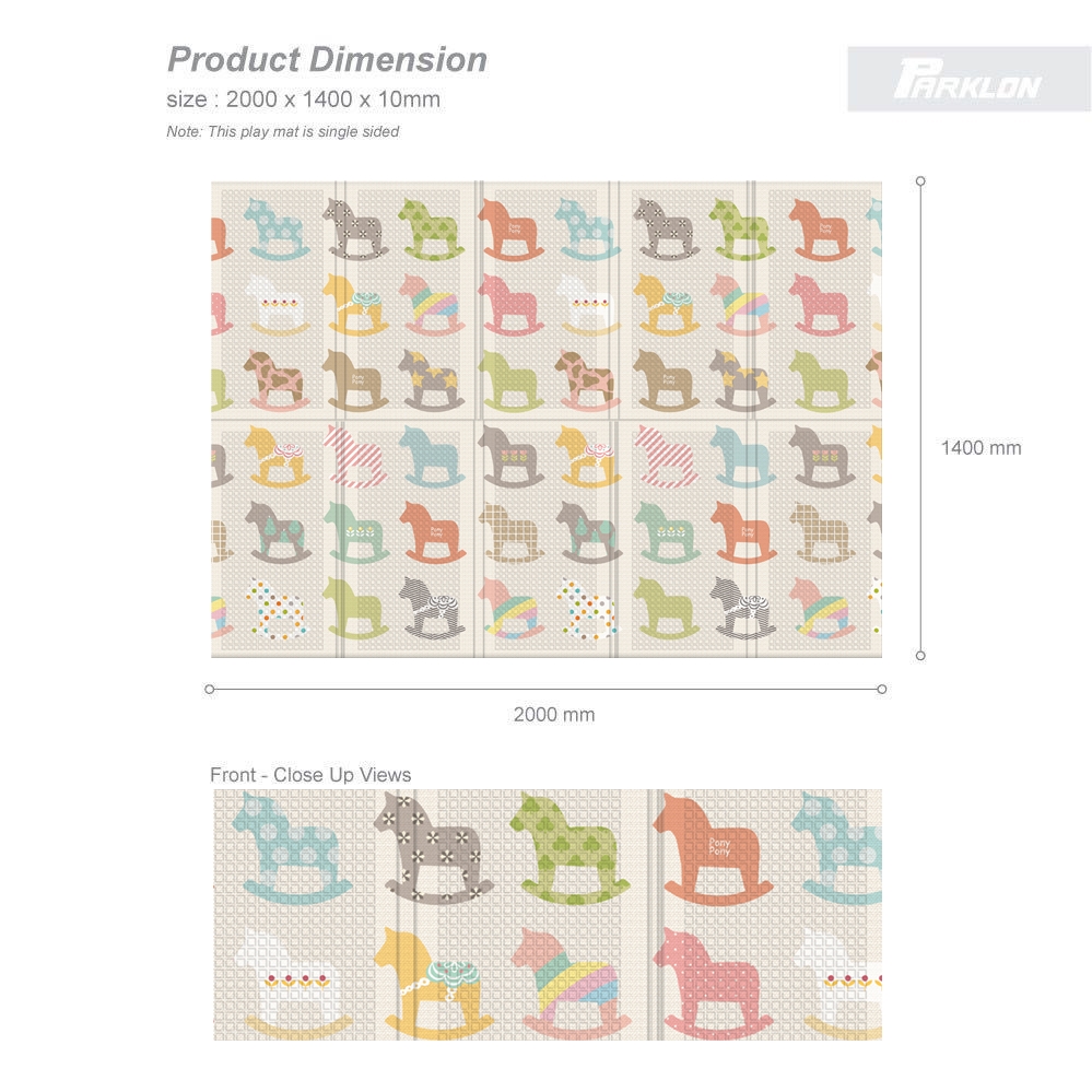 แผ่นรองคลาน Parklon แบบพับได้ PE Folding Mat ลาย Wooden Pony ขนาด 140*200 หนา 1.0cm