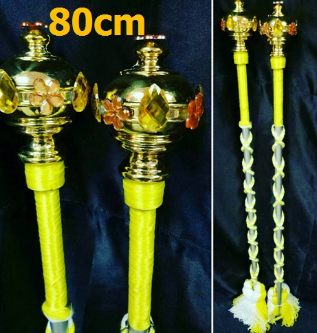 ไม้ดรัมเมเยอร์หัวทองติดพลอย(สีเหลือง)สูง80cm สำหรับเด็กอนุบาล