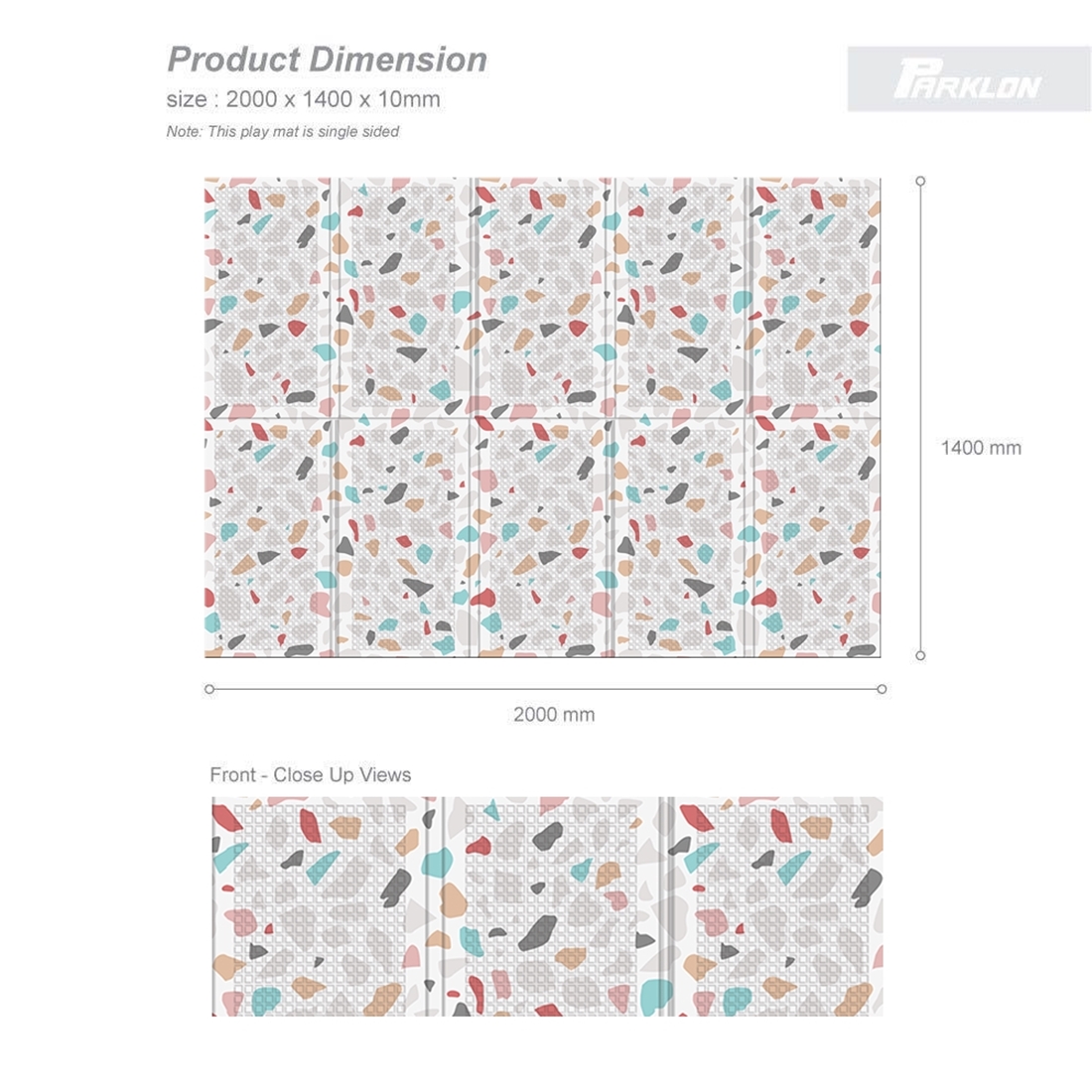 แผ่นรองคลาน Parklon แบบพับได้ PE Folding Mat ลาย Deco Terrazzo ขนาด 140*200 หนา 1.0cm