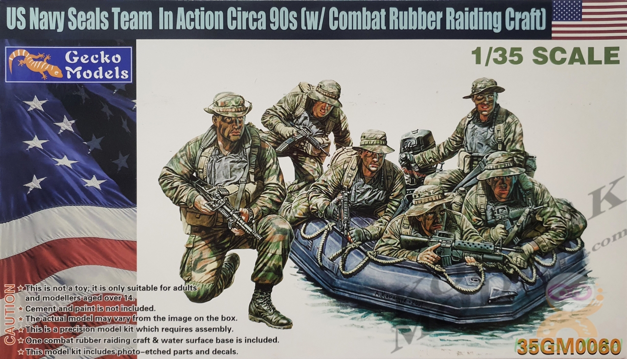 35GM0060 US NAVY SEALS TEAM IN ACTION CIRCA 90S WITH COMBAT RUBBER RAIDING CRAFT [1/35]