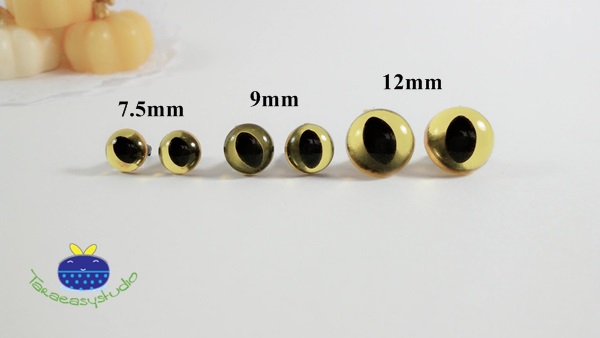 ลูกตาแมวก้านเสียบ สีโปร่งใส Yellow มี 3 ขนาด 7.5mm,9mm,10mm,12mm/คู่