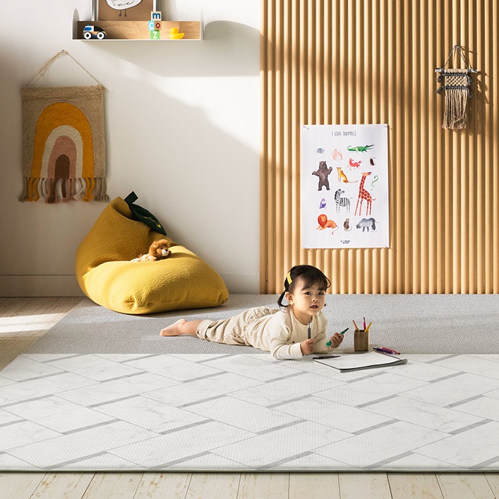 แผ่นรองคลาน PARKLON Pure Soft Mat ลาย Marble Herringbone ขนาด 140x210x1.5cm