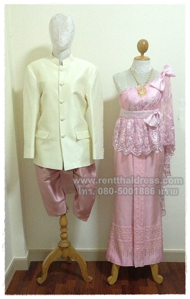 ชุดไทยเจ้าสาวท้อง สีชมพูอ่อน