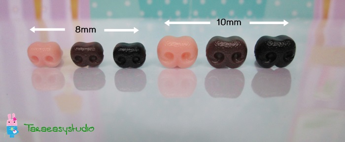 จมูกสัตว์ตุ๊กตา สิงโตหรือสุนัข ขนาด 8mm,10mm มี 3 สี เนื้อ น้ำตาล ดำ
