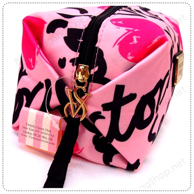 ❤️ VS Signature Print Pink with Black Cosmetic Pouch