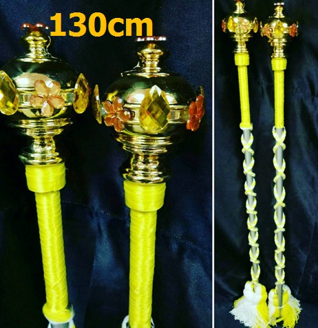ไม้ดรัมเมเยอร์หัวทองติดพลอย(สีเหลือง)สูง130cm สำหรับเด็กอนุบาล
