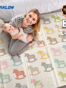 แผ่นรองคลาน Parklon แบบพับได้ PE Folding Mat ลาย Wooden Pony ขนาด 140*200 หนา 1.0cm