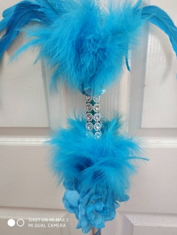 ไม้ดรัมเมเยอร์ตกแต่งสีฟ้าขาวทำจากอลูมิเนียมน้ำหนักเบาสวยงาม