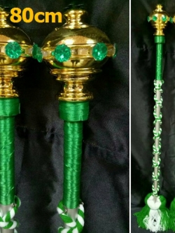 ไม้ดรัมเมเยอร์หัวทองติดพลอย(สีเขียว)สูง80cm สำหรับเด็กอนุบาล