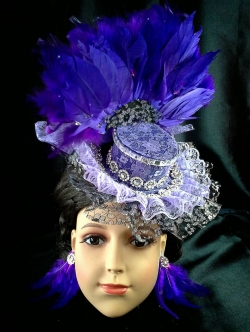 หมวกดรัมเมเยอร์ขนนกสีม่วง(พร้อมส่ง)