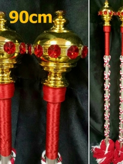 ไม้ดรัมเมเยอร์หัวทองติดพลอย(สีแดง)สูง90cm สำหรับเด็กอนุบาล