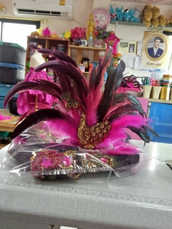 หมวกนกยูงสีชมพูดำ