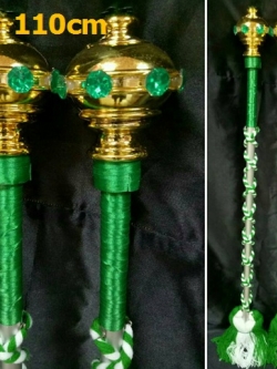 ไม้ดรัมเมเยอร์หัวทองติดพลอย(สีเขียว)สูง110cm สำหรับเด็กอนุบาล