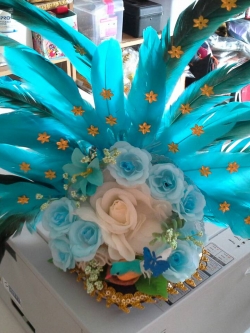 หมวกขนนกดรัมเมยอร์สีฟ้า