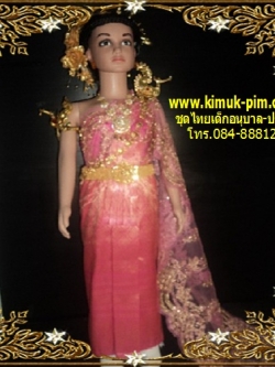 ชุดไทยจีบหน้านางเด็กสีชมพูหวาน ราคานี้ไม่รวมเครื่องประดับ