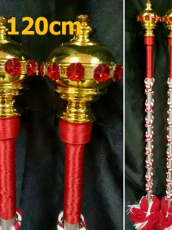 ไม้ดรัมเมเยอร์หัวทองติดพลอย(สีแดง)สูง120cm สำหรับเด็กอนุบาล