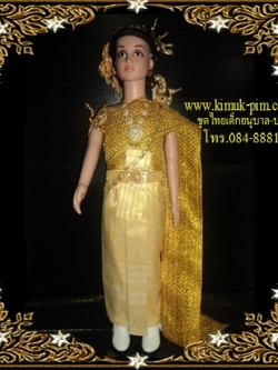 ชุดไทยสไบทอง+จีบหน้านาง ราคานี้ไม่รวมเครื่องประดับ