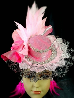 หมวกดรัมเมเยอร์สีชมพู(พร้อมส่ง)