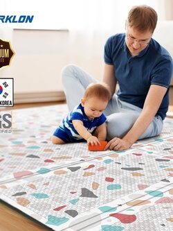 แผ่นรองคลาน Parklon แบบพับได้ PE Folding Mat ลาย Deco Terrazzo ขนาด 140*200 หนา 1.0cm