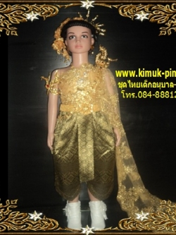ชุดไทยเด็กโจงกระเบนสีดำทอง ราคานี้ไม่รวมเครื่องประดับ