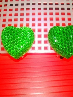 ต่างหูหนีบเด็ก(สีเขียว)รูปหัวใจ