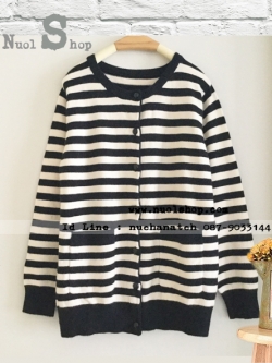 เสื้อไหมพรมกันหนาวลายทาง รอบอก 40 นิ้ว