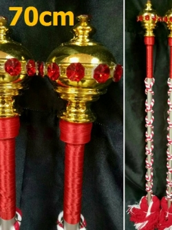 ไม้ดรัมเมเยอร์หัวทองติดพลอย(สีแดง)สูง70cm สำหรับเด็กอนุบาล